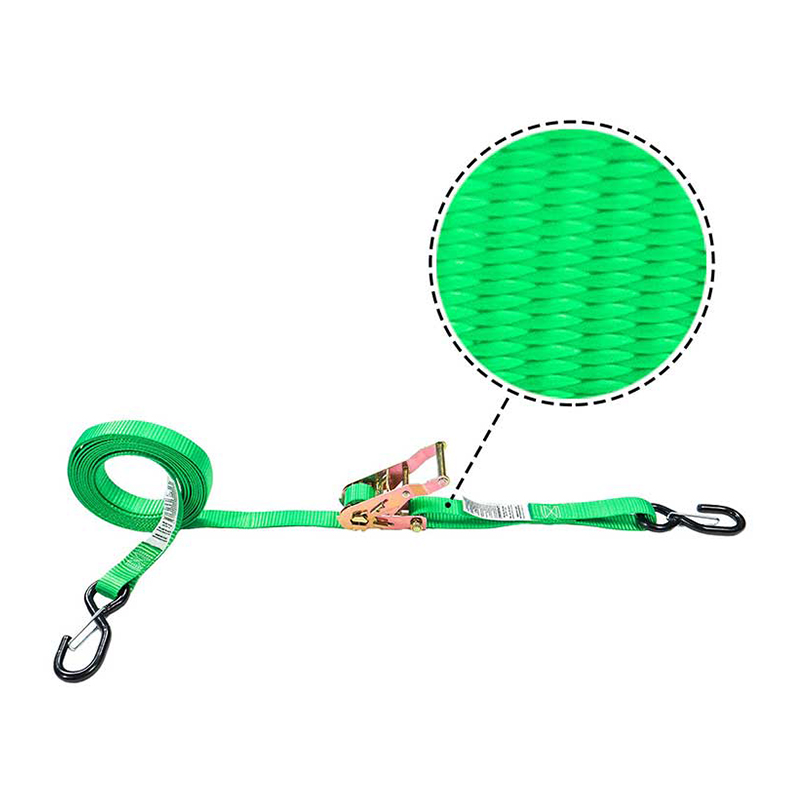1 インチ x 6 フィートの高強度オートバイ用ラチェットタイダウンストラップ、12 インチの縫い付けループ付き