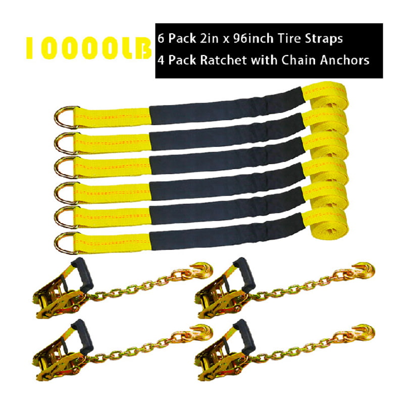 ホイールリフトストラップ 10000ポンド 投げ縄ストラップ チェーン付き